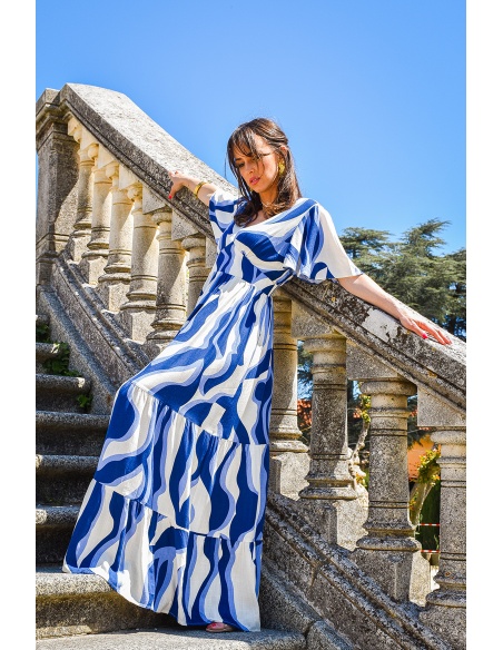 il in april 1986 sas idk IMPRI BLEU ROBES FEMME