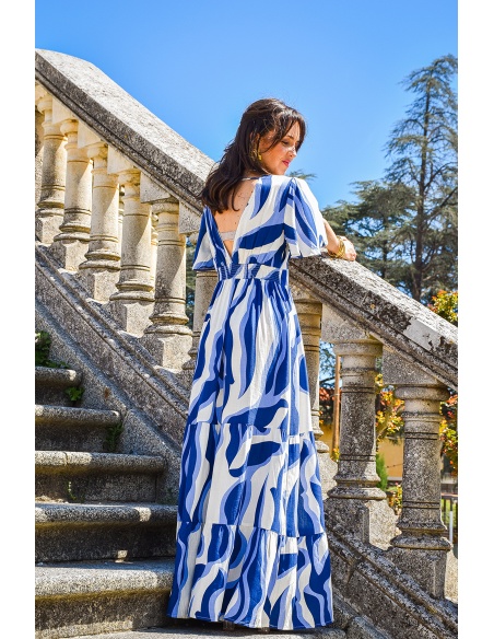 il in april 1986 sas idk IMPRI BLEU ROBES FEMME