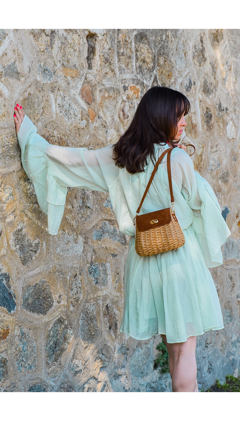 elenza VOLANT VERT ROBES FEMME