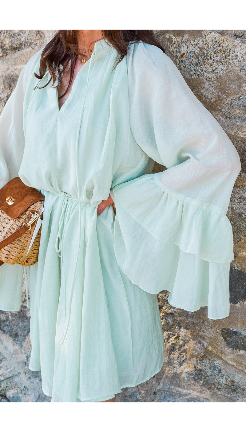 elenza VOLANT VERT ROBES FEMME
