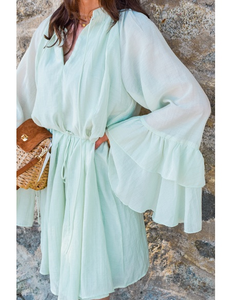 elenza VOLANT VERT ROBES FEMME