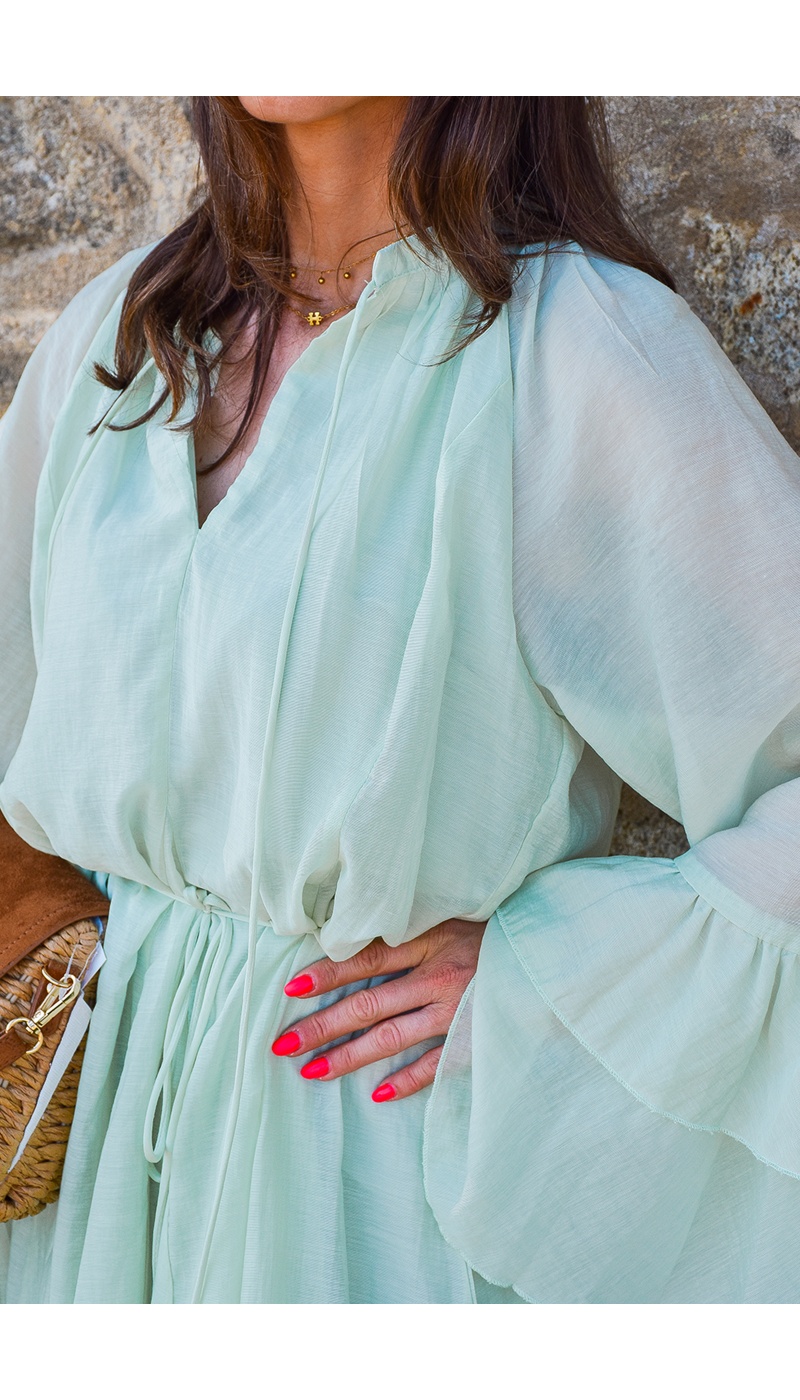 elenza VOLANT VERT ROBES FEMME
