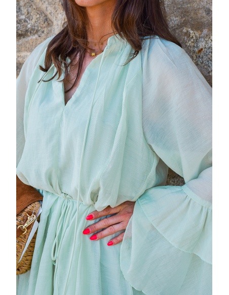 elenza VOLANT VERT ROBES FEMME
