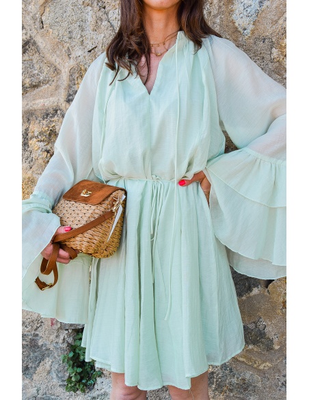 elenza VOLANT VERT ROBES FEMME