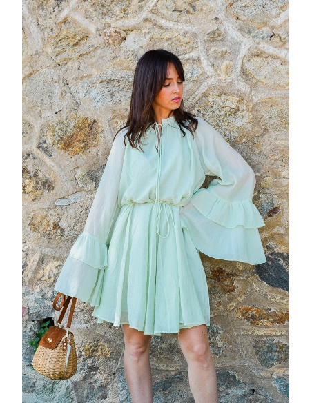 elenza VOLANT VERT ROBES FEMME