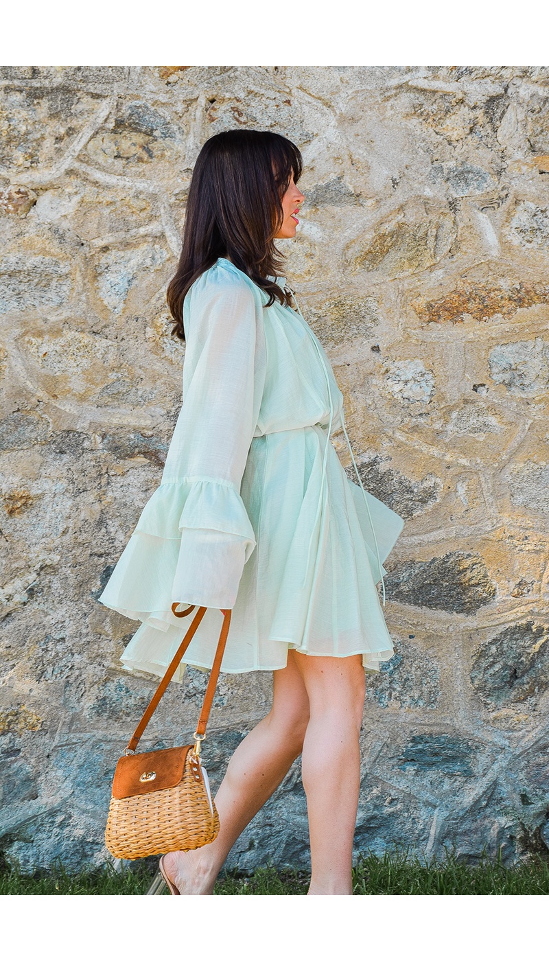 elenza VOLANT VERT ROBES FEMME