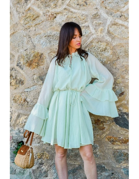 elenza VOLANT VERT ROBES FEMME