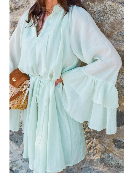 elenza VOLANT VERT ROBES FEMME