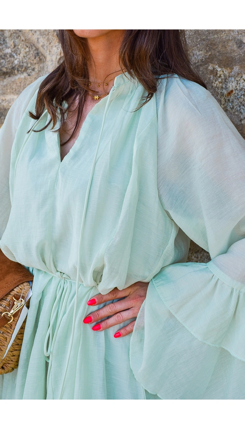 elenza VOLANT VERT ROBES FEMME
