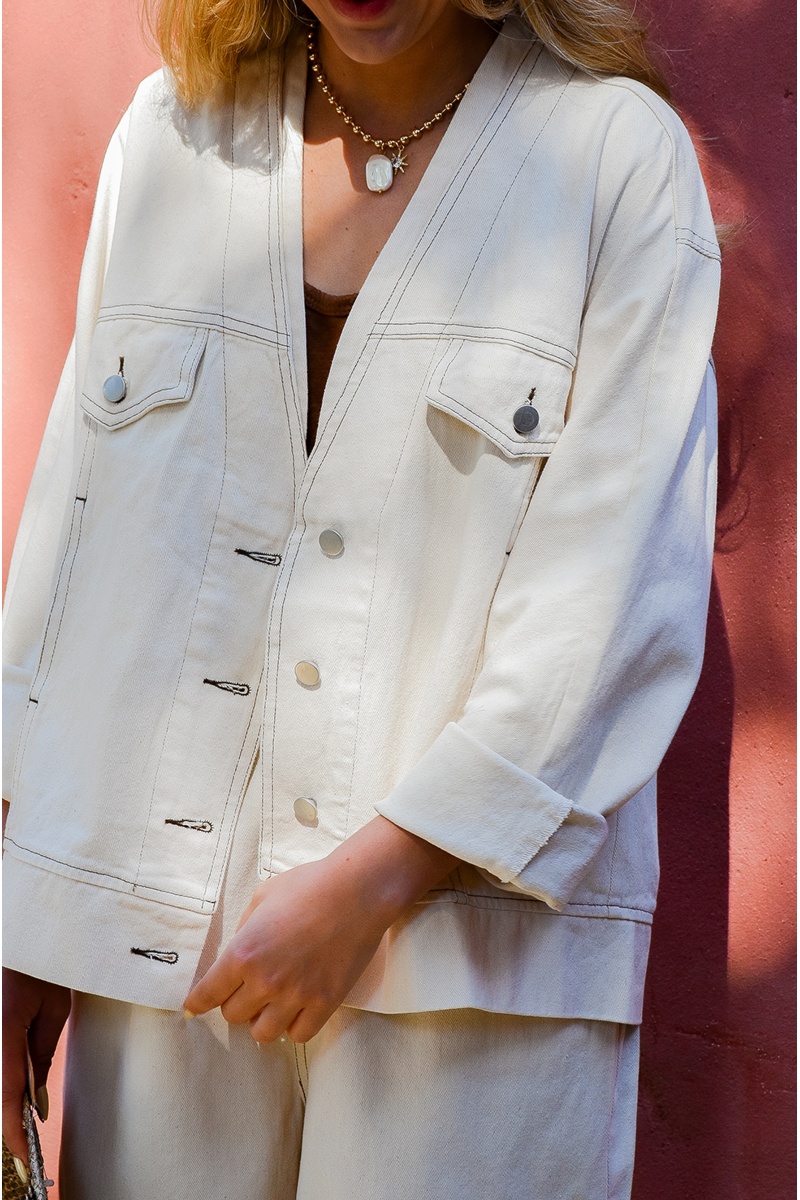 FUTUR FASHION VESTE ECRU VESTES JEANS FEMME