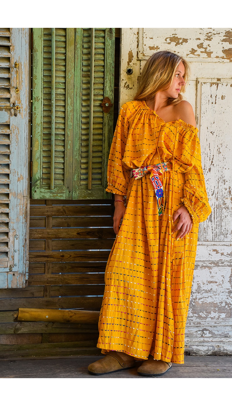MODAS Y CREATIONES ANGELINA SL CEINTU JAUNE ROBES FEMME