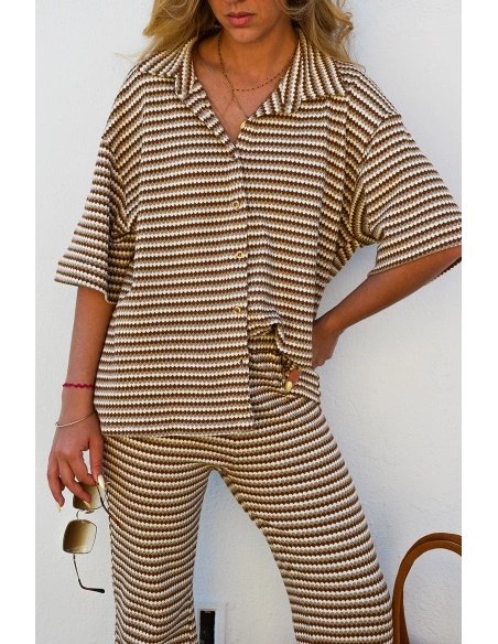 Chemisier Rayé Camel LISA