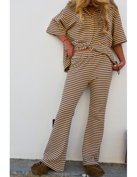 Pantalon Rayé Camel ELISA