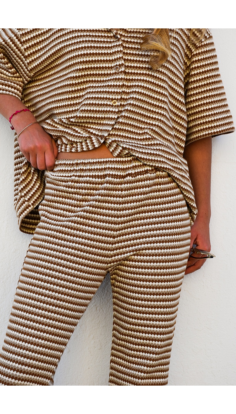 Pantalon Rayé Camel ELISA