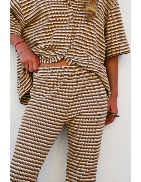 Pantalon Rayé Camel ELISA