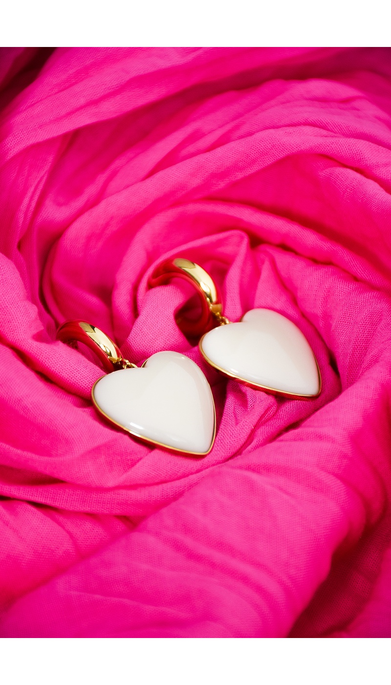 sarl manao bijoux COEUR ECRU BOUCLES D'OREILLES