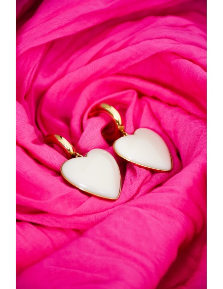 sarl manao bijoux COEUR ECRU BOUCLES D'OREILLES