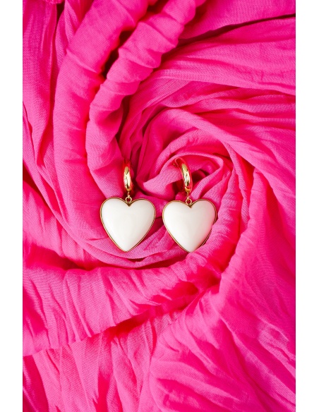 sarl manao bijoux COEUR ECRU BOUCLES D'OREILLES