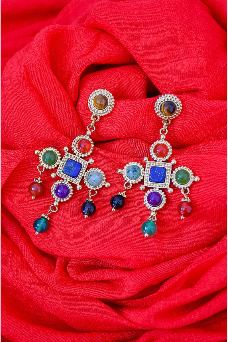 sarl manao bijoux PIERRE MULTIC BOUCLES D'OREILLES 2