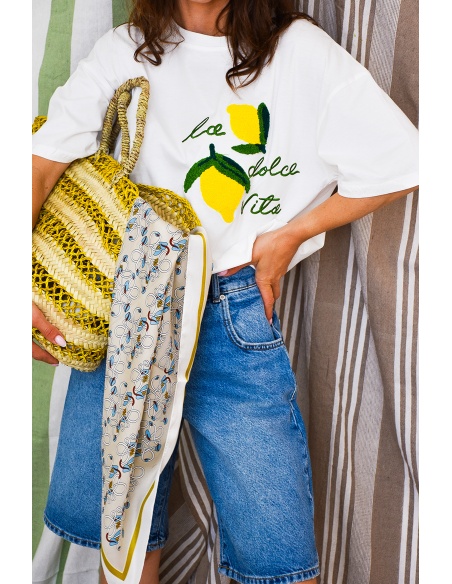 SEASON SARL LIANG CITRON BLANC T-SHIRT MC FEMME