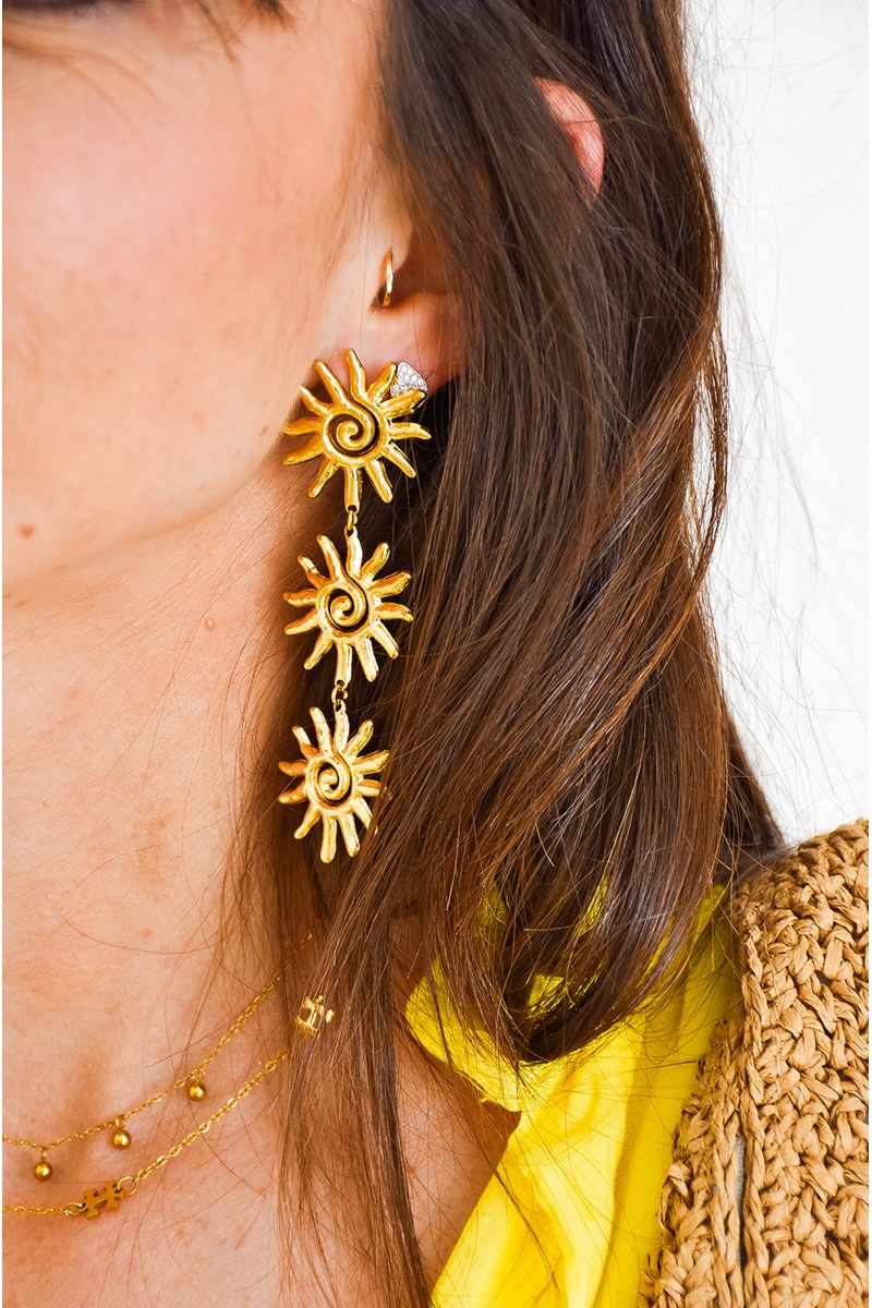 Boucles d'Oreilles Soleil Dorées LUNA