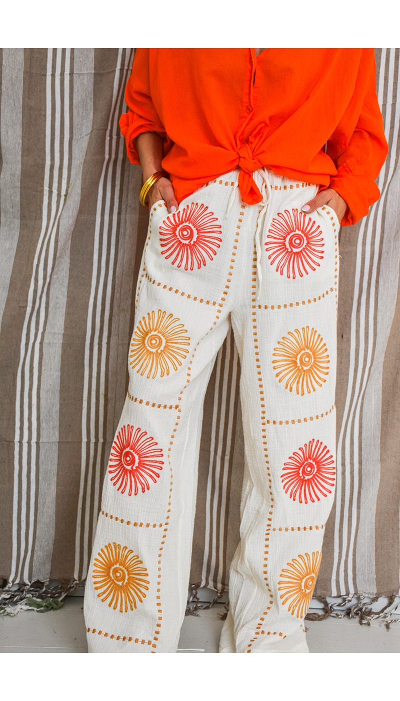 lumine paris BRODE ECRU PANTALON FEMME