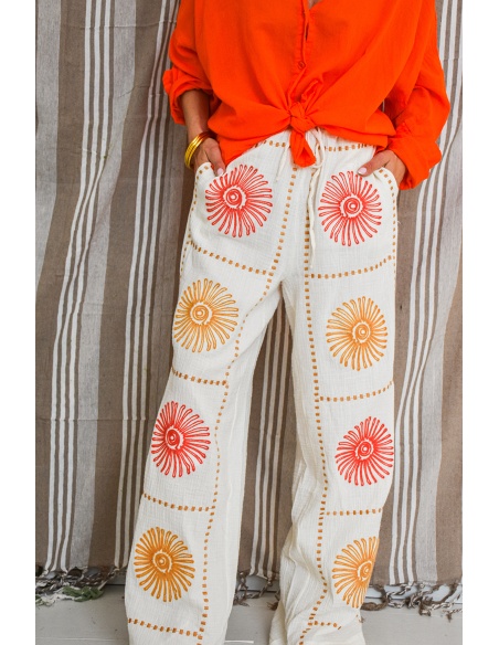 lumine paris BRODE ECRU PANTALON FEMME
