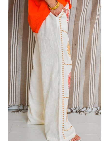 lumine paris BRODE ECRU PANTALON FEMME