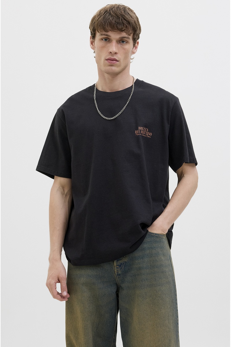 JACKandJONES COTTON BLACK T-SHIRTS MC
