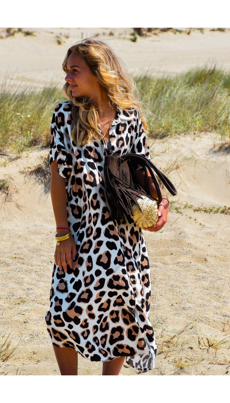 april vintage LEOPAR BLANC ROBES FEMME