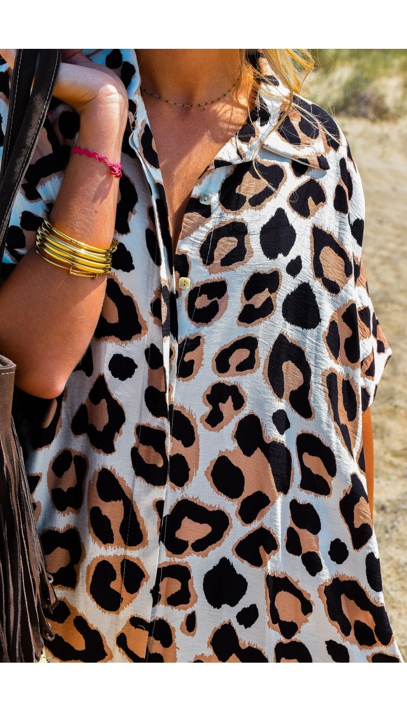april vintage LEOPAR BLANC ROBES FEMME