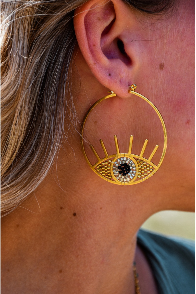 mila and stories OEIL DORE BOUCLES D'OREILLES