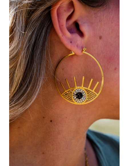 mila and stories OEIL DORE BOUCLES D'OREILLES