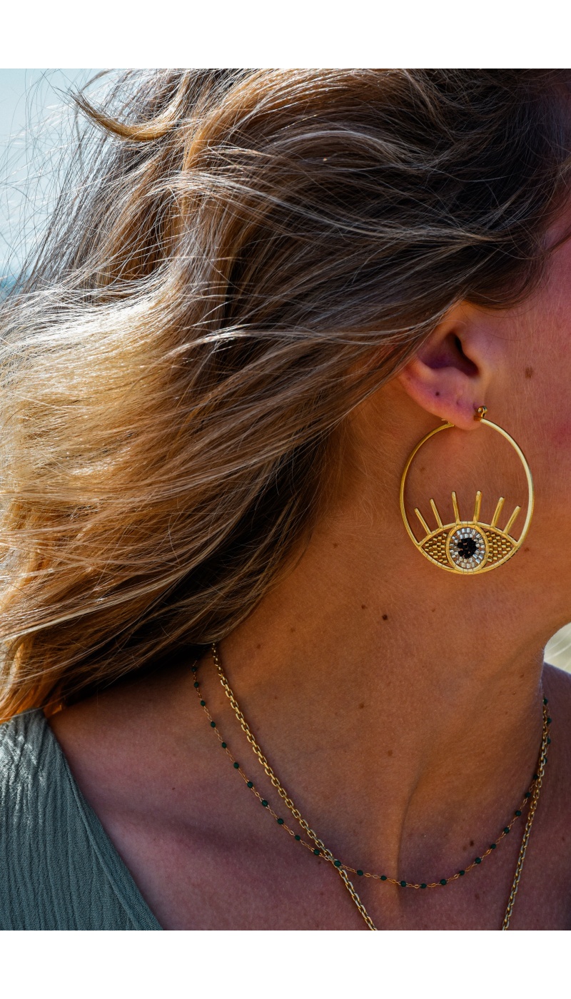 mila and stories OEIL DORE BOUCLES D'OREILLES