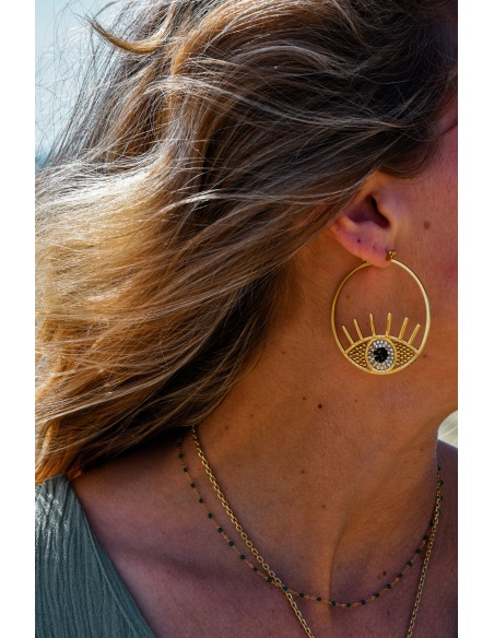 mila and stories OEIL DORE BOUCLES D'OREILLES