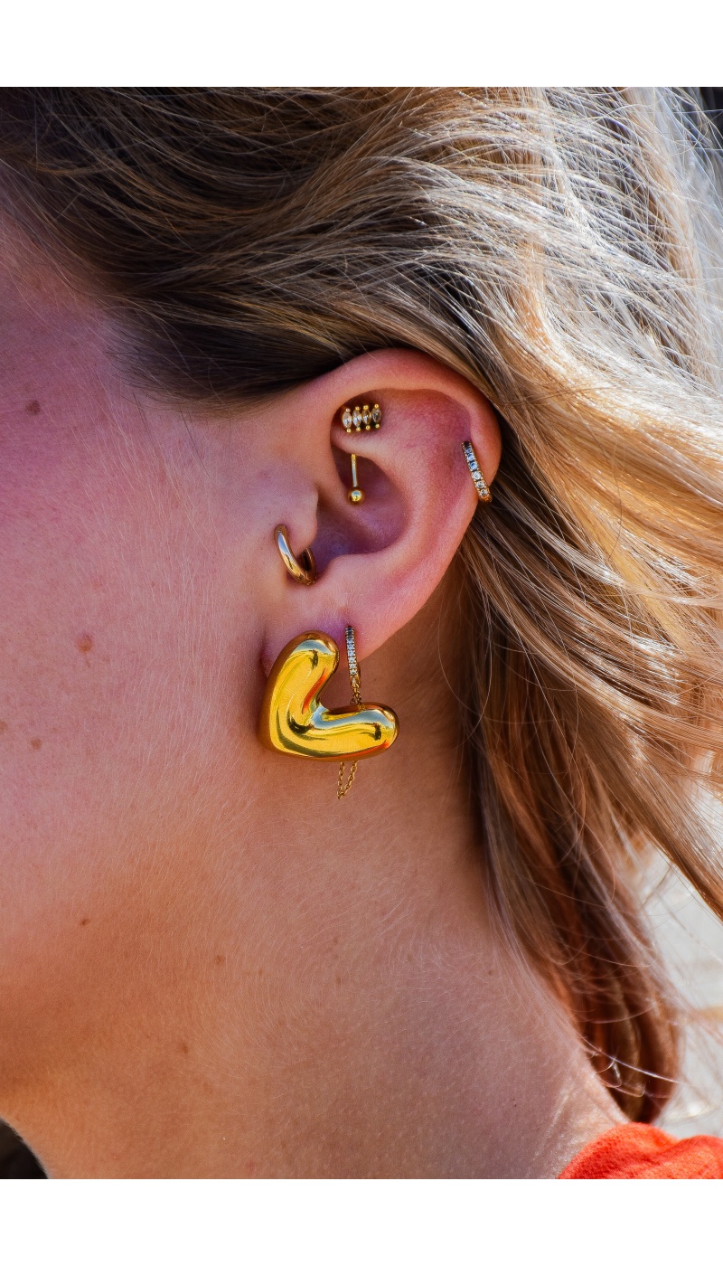 mila and stories COEUR DORE BOUCLES D'OREILLES