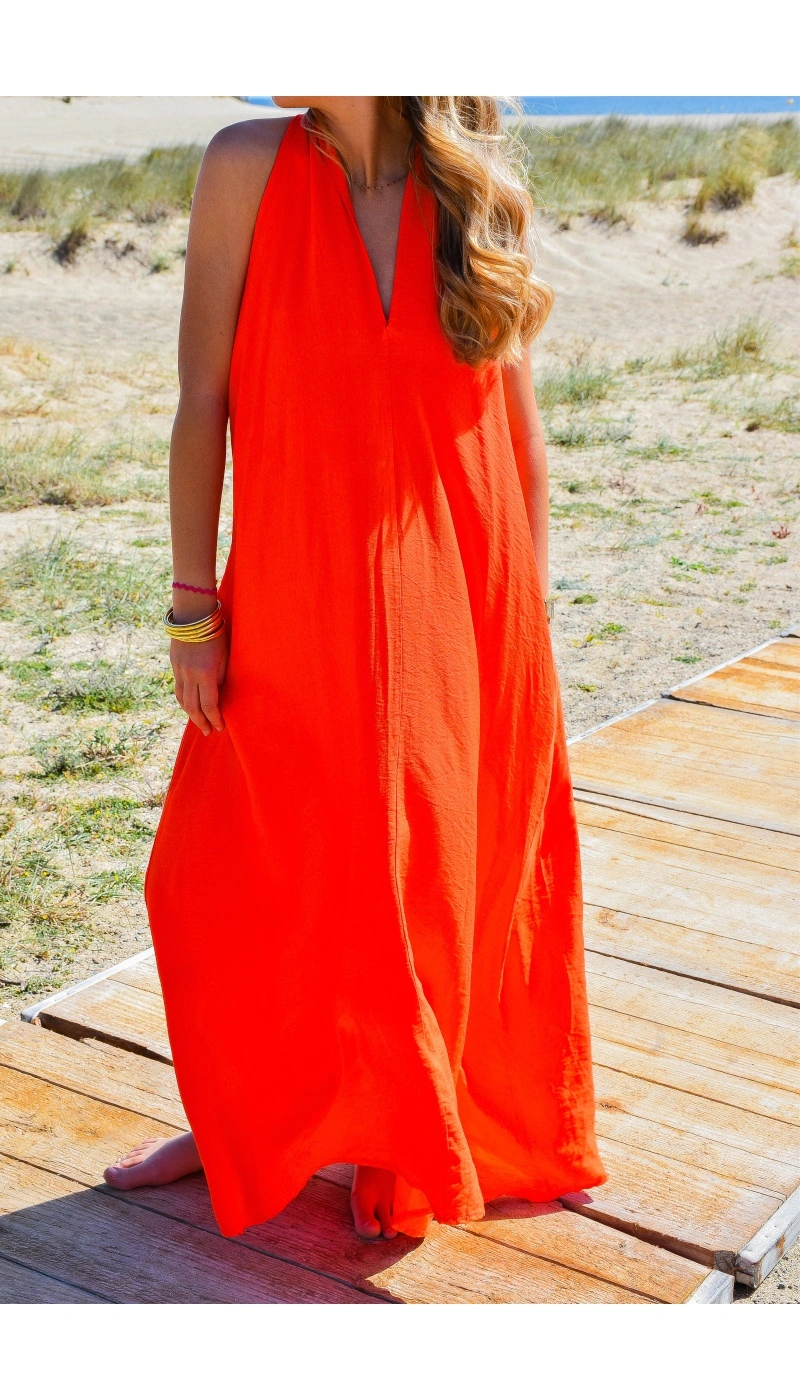 Robe Longue Orange AMEL