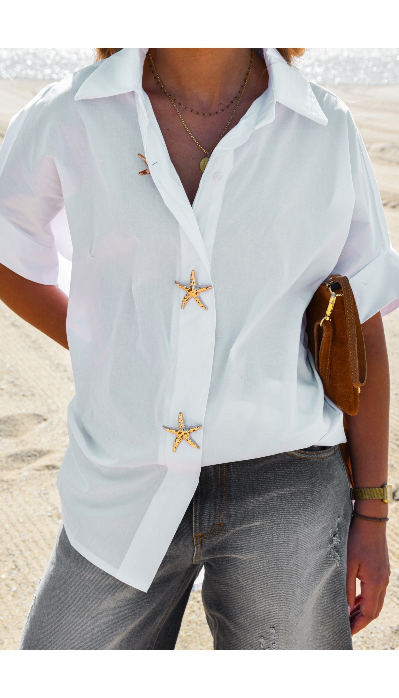 Chemisier Etoile Blanc PAULA