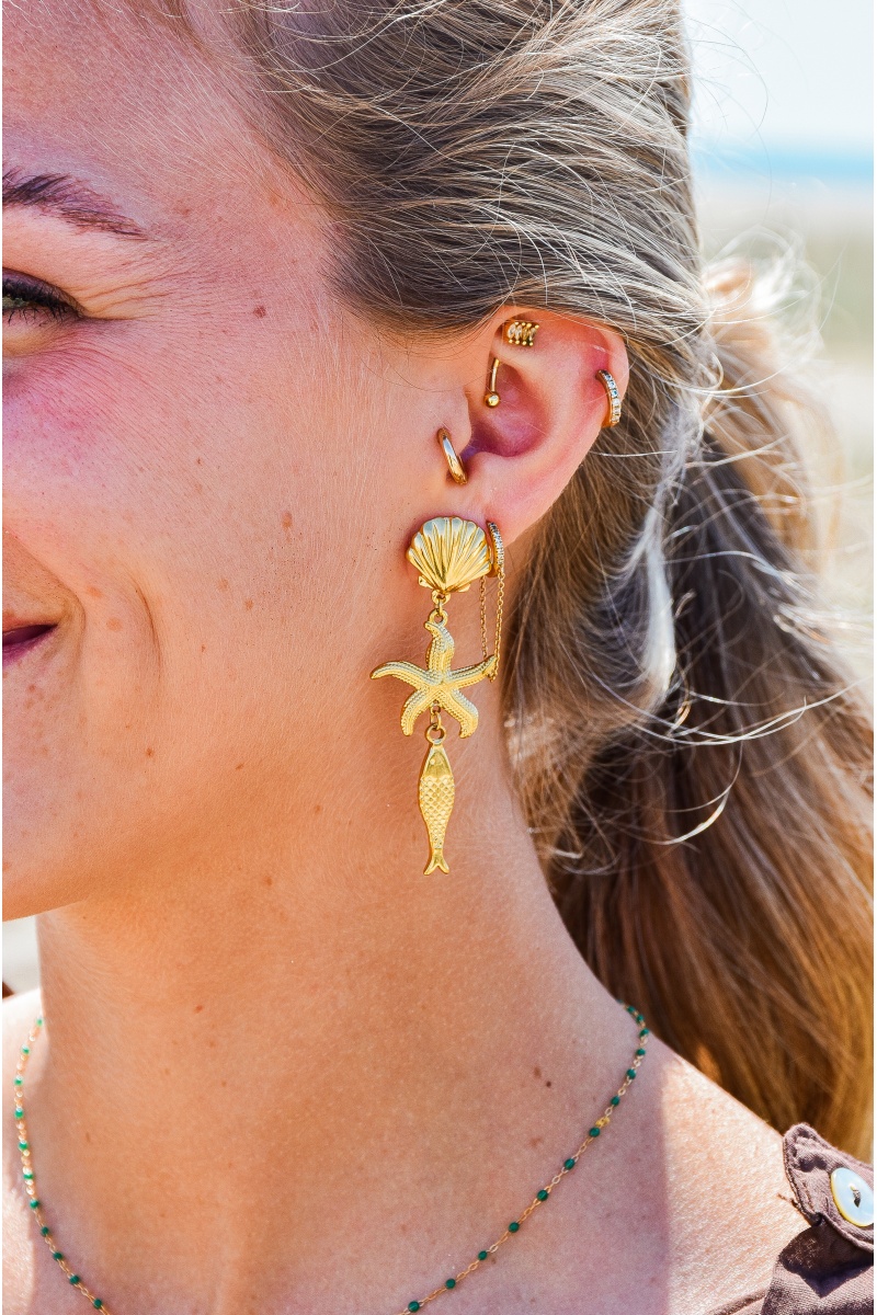 mila and stories POISSO DORE BOUCLES D'OREILLES