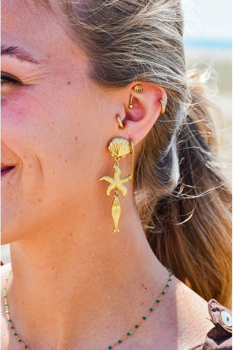 mila and stories POISSO DORE BOUCLES D'OREILLES