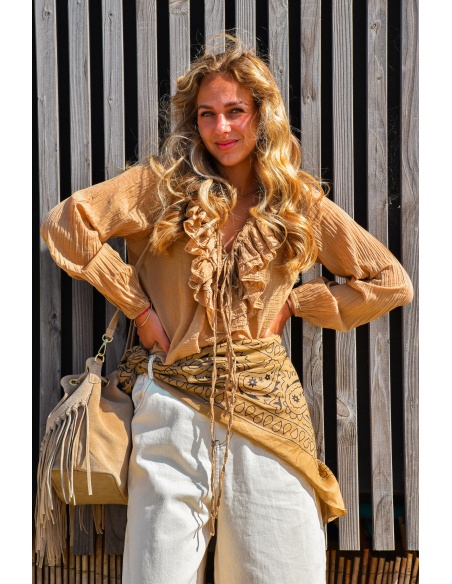 Chemisier Volants Beige ALICE