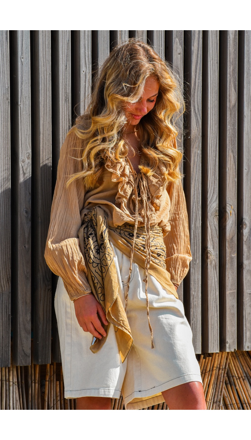 Chemisier Volants Beige ALICE