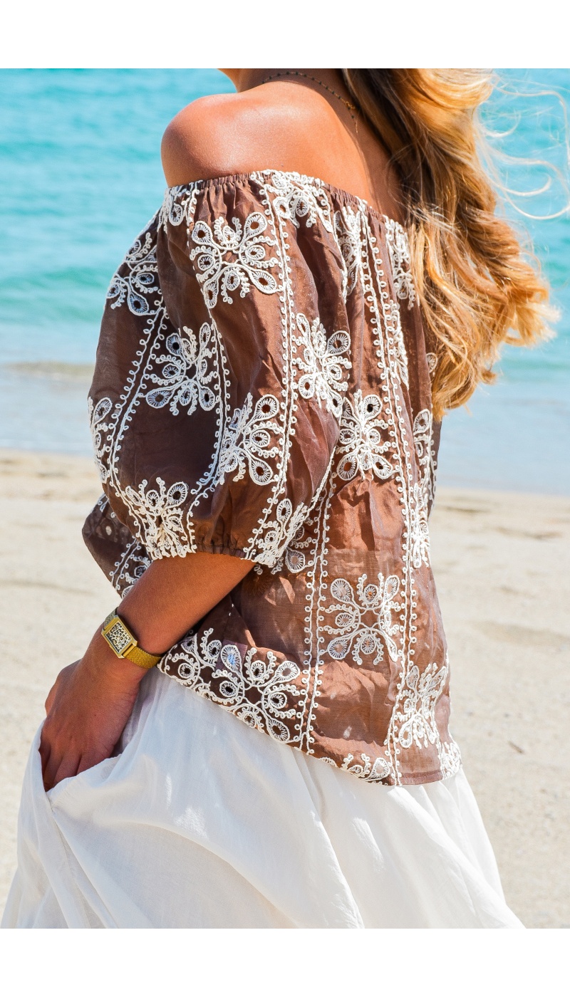 LILY DRESSING SO KITSCH FLEURS MARRON BLOUSE