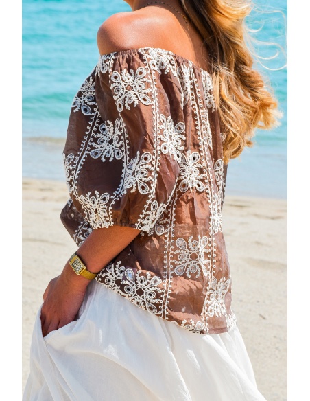 LILY DRESSING SO KITSCH FLEURS MARRON BLOUSE