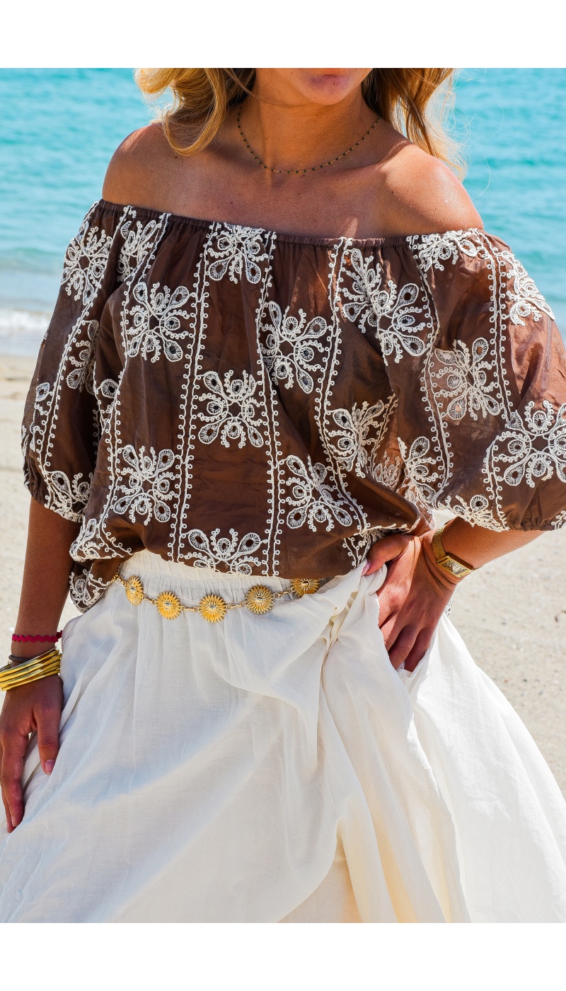 LILY DRESSING SO KITSCH FLEURS MARRON BLOUSE