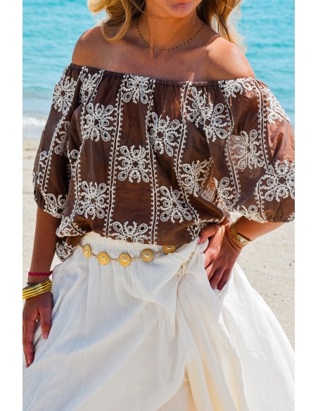LILY DRESSING SO KITSCH FLEURS MARRON BLOUSE