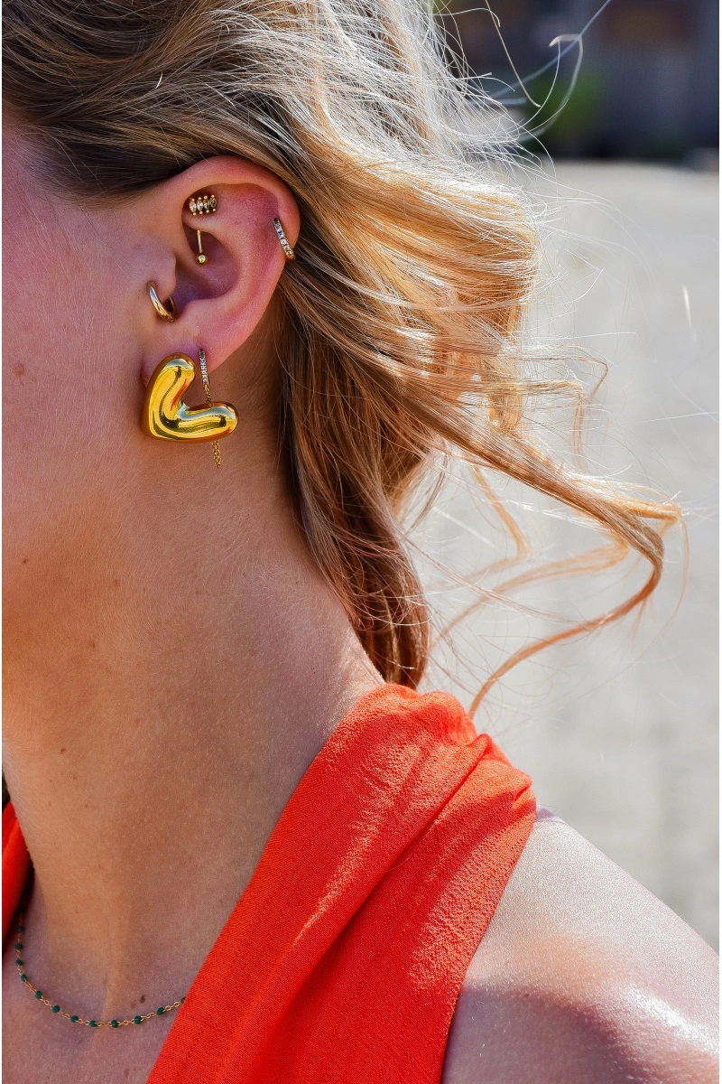 mila and stories COEUR DORE BOUCLES D'OREILLES