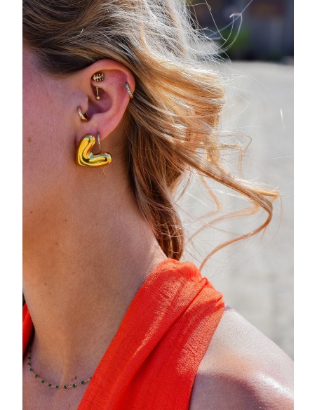 mila and stories COEUR DORE BOUCLES D'OREILLES
