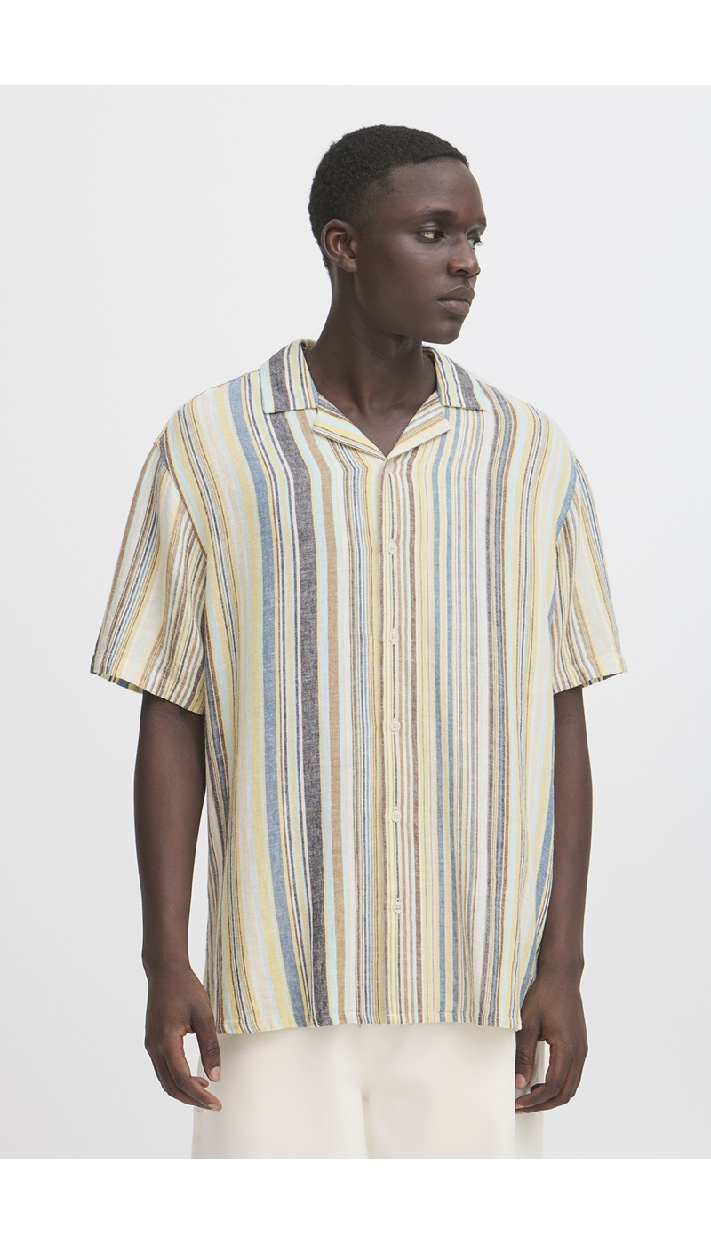 Chemise Bleu Jaune Rayure BHAKIS