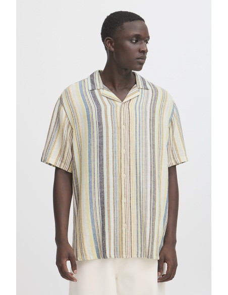 Chemise Bleu Jaune Rayure BHAKIS
